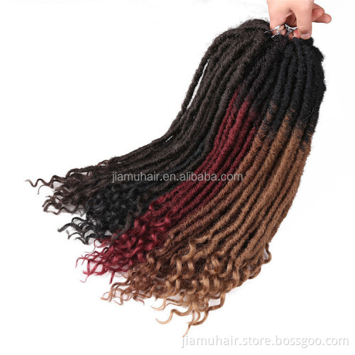 Synthetic 20Inch Goddess Faux Locs With Curly Ends Crochet Braids Natural Synthetic Hair Extension Soul Goddess